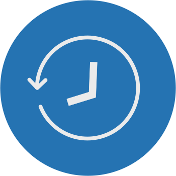 A blue circle with an arrow pointing to the right.